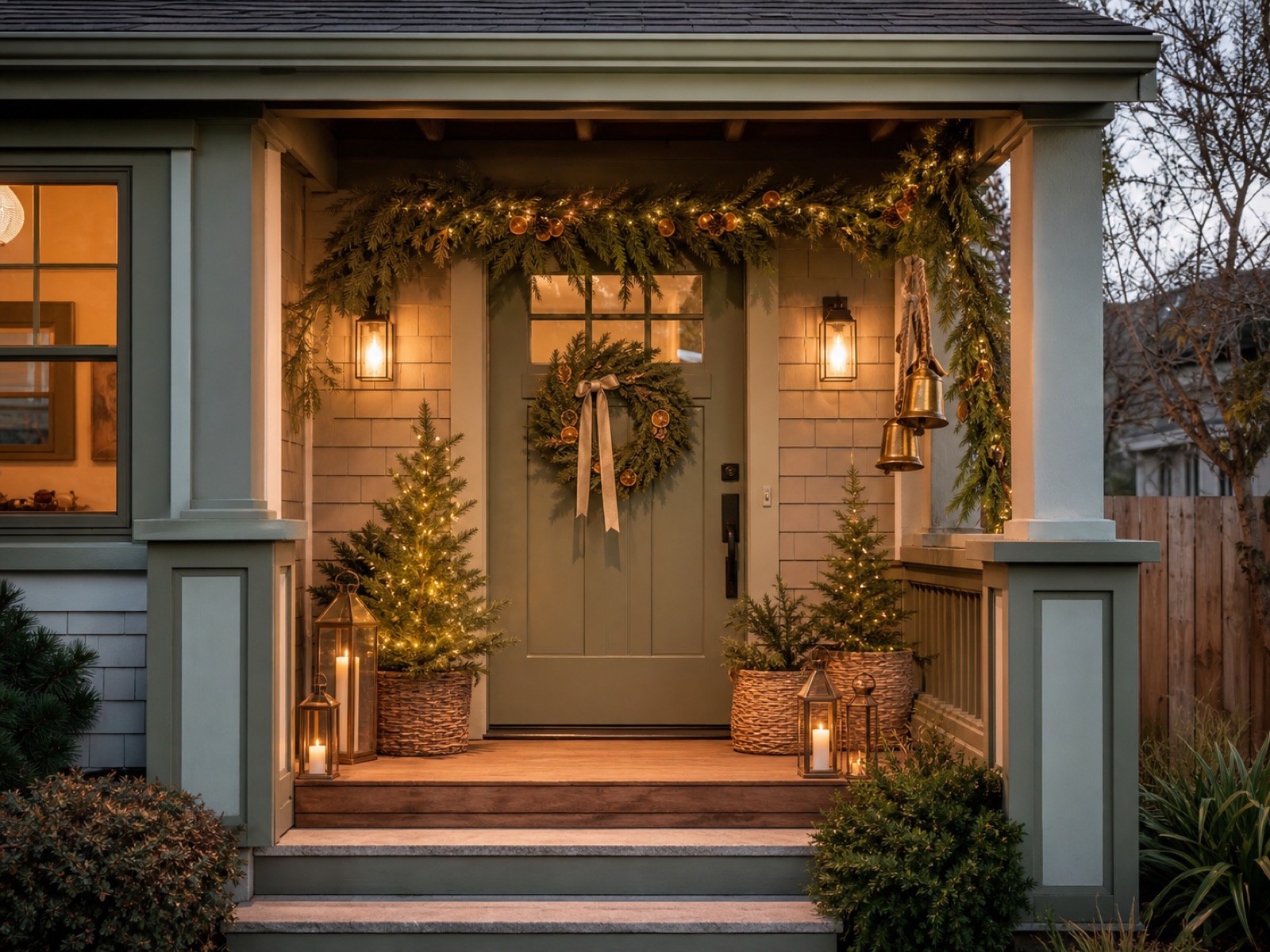 Evergreen & Champagne, an AI-generated christmas porch concept by Porch & Parlor of Reno