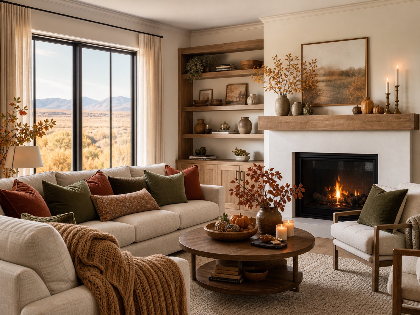 Gathered Warmth, an AI-generated fall living-room concept by Porch & Parlor of Reno