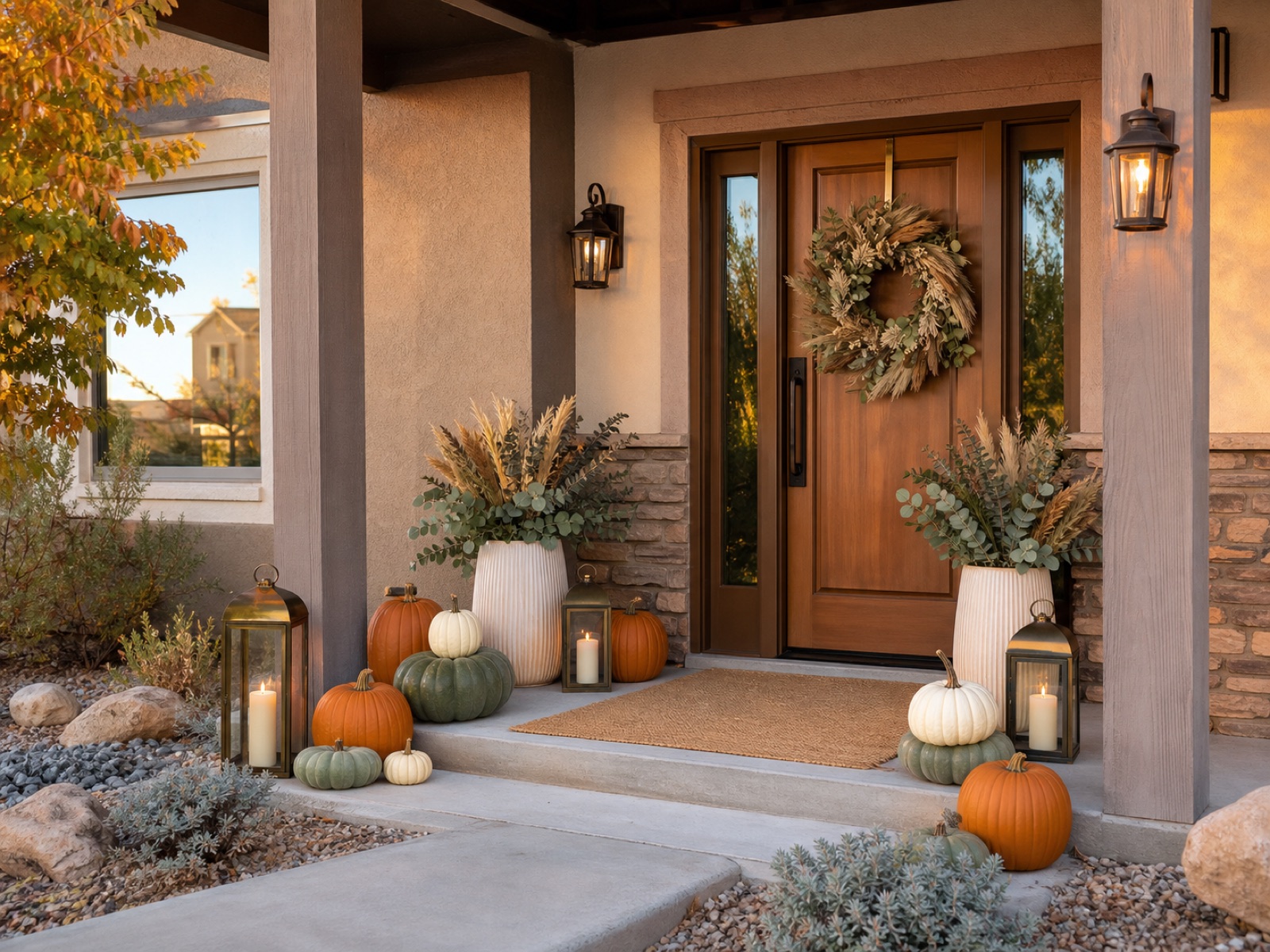 Harvest in Sage, an AI-generated fall porch concept by Porch & Parlor of Reno
